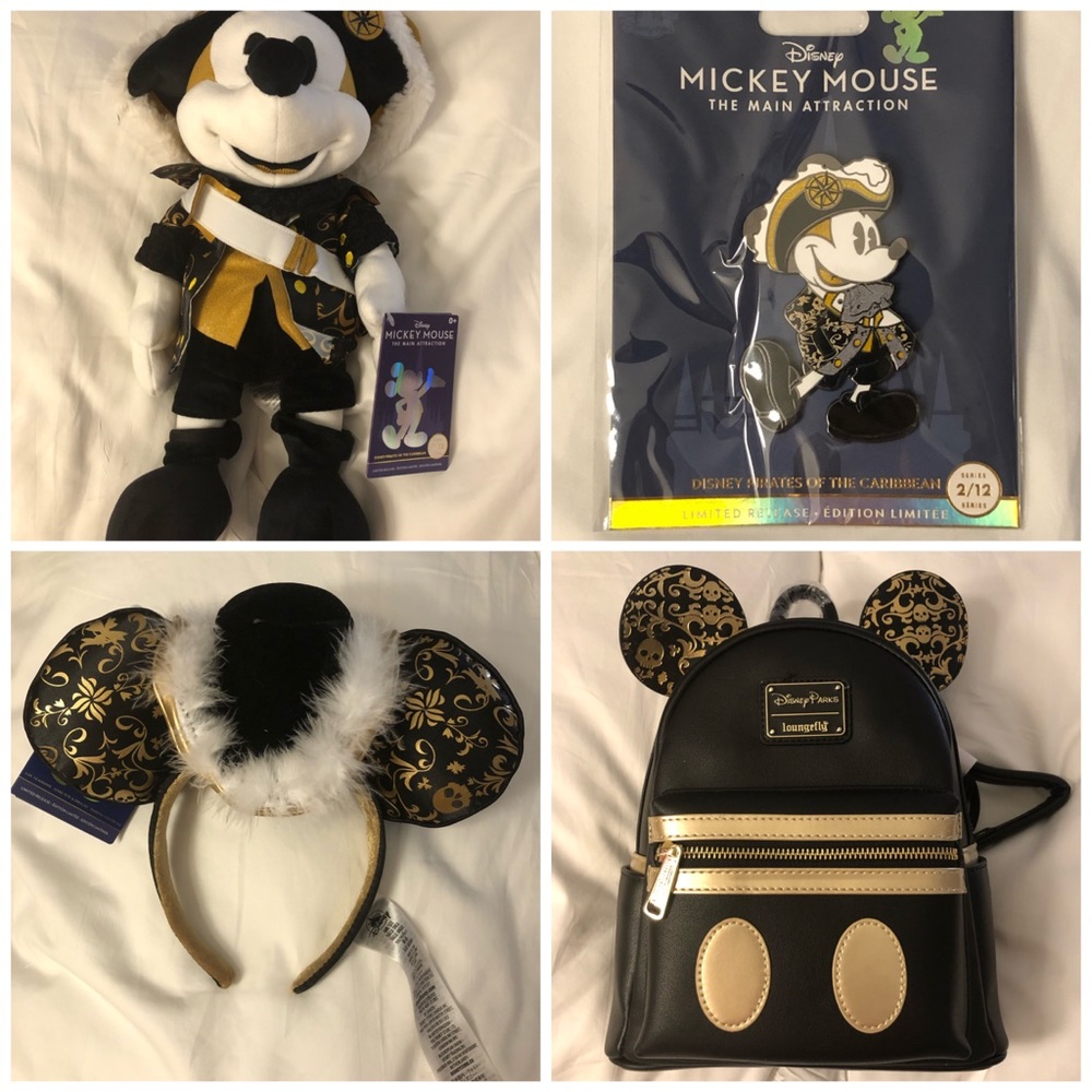 Disney Mickey Main Attraction Pirates 2/12 2022 Loungefly, Pin, Ears, Plush SET